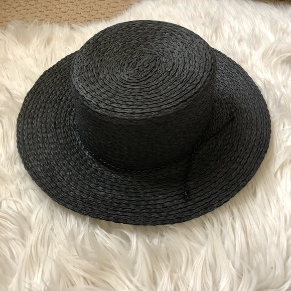 black woven hat